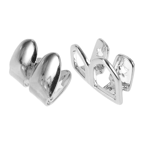 FOYTOKI Doppel Hohlraum Silber Hip Hop Zahngrill Glatte Metallzähne Ergonomisch Bequeme Dekorative Mundschmuck für Cosplay Partys und Bühnenauftritte von FOYTOKI