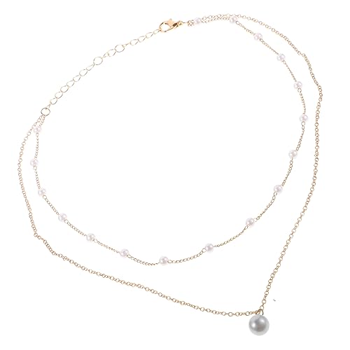 FOYTOKI Doppellagige Perlenkette für Damen Halskette mit Perlenschmuck für Outfit Goldfarbene Modekette Stilvoller Schmuck für Besondere Anlässe von FOYTOKI