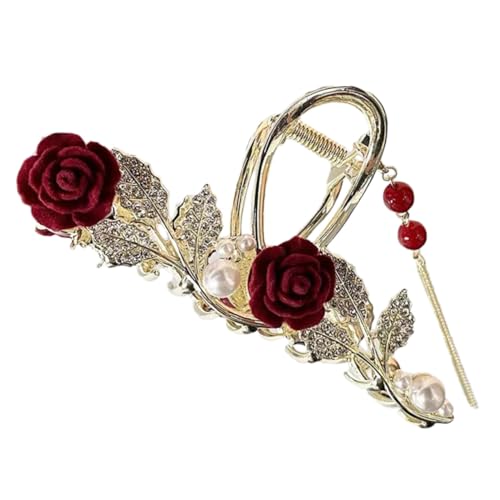 FOYTOKI Haarklammer Für Damen Mit Rosenblüten-design Große Haarkralle Für Dickes Haar Rutschfest Elegantes Accessoire Für Frisuren Für Make-up Und Alltagsgebrauch von FOYTOKI