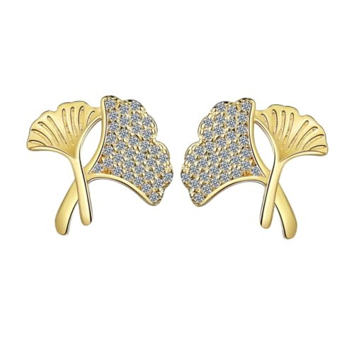 FOYTOKI Ginkgo Ohrringe Damen Ohrstecker Vergoldet Modisch Leicht und Komfortabel Für Alltag und von FOYTOKI