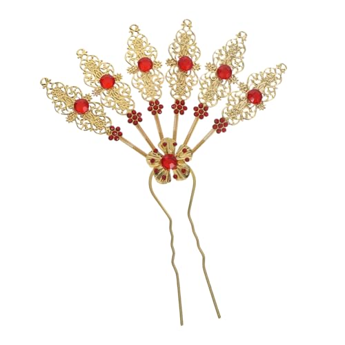 FOYTOKI Goldene Vintage Haarnadel mit Metallblatt und Strasssteinen Klassischer Haarschmuck für Frauen Traditionelles Chinesisches Hanfu Zubehör Vielseitig für Hochzeit Party und Alltag von FOYTOKI