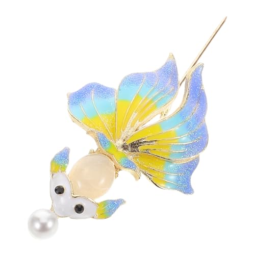 FOYTOKI Goldfisch Brosche mit Emaille und Kunstperlen Stilvolle Tier Anstecknadel für Jacken Kragen Hemden Hüte und Anzüge Einzigartiger Schmuck mit Farbverlauf für Damen und Herren von FOYTOKI