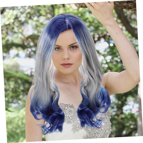 FOYTOKI Gradient Farbverlauf Damen Perücke Lockig Wellig Synthetisch Cosplay Party Haarteil Komfortabel Strapazierfähig Verstellbar Natürliches Aussehen von FOYTOKI