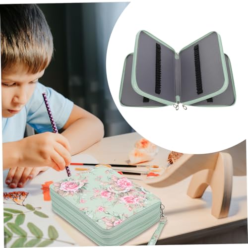 FOYTOKI Großes Federmäppchen mit Fächern Stifttasche für Buntstifte und Pinsel Stabiler Malutensilien Organizer mit Tragegriff für Schule und Künstlerbedarf Rosefarben von FOYTOKI