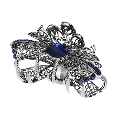 FOYTOKI Frauen Haarklammer Mit Imitationskristall Rutschfeste Haarspange Für Dickes Haar Eleganter Haaraufsatz Für Mädchen Und Damen Stilvolle Badezubehör Blau von FOYTOKI