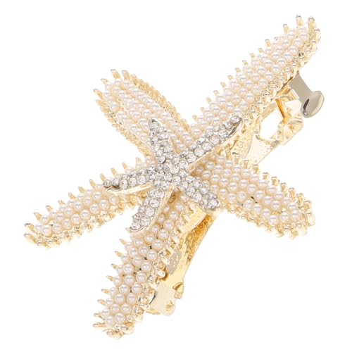 FOYTOKI Haarspange Mit Perlen Und Strasssteinen Maritimem Motiv Seestern Haarschmuck Für Frauen Und Mädchen Haarnadel-kopfbedeckung Perlen-haarclip Glitzerndes Strass-accessoire von FOYTOKI