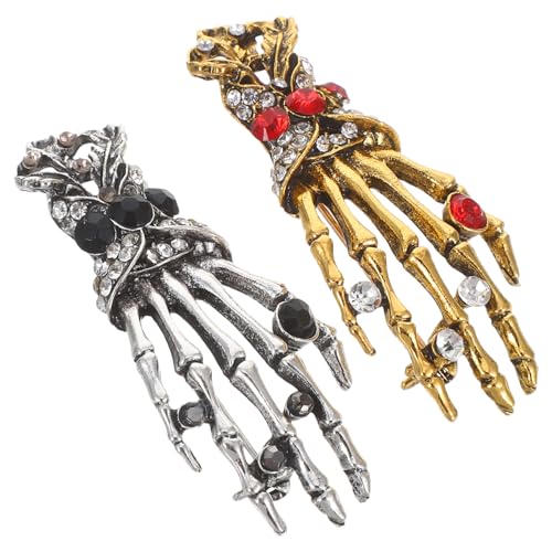 FOYTOKI Halloween Brosche Skelett-hand Anstecknadel aus Langlebiger Legierung Gruselige Partydekoration für Halloween Kostüm Einzigartiges Gothic Schmuckzubehör Zufällige von FOYTOKI