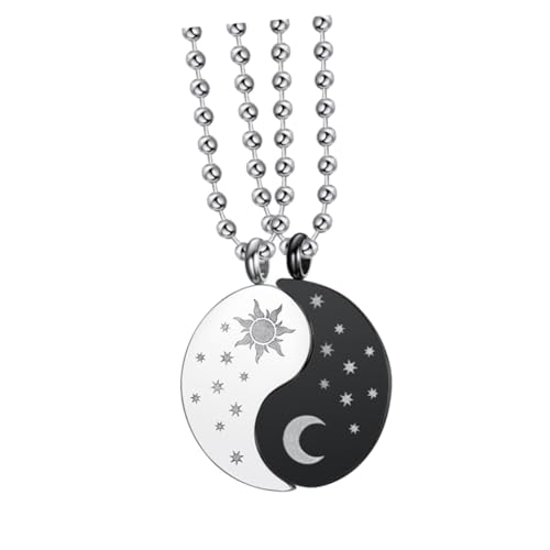 FOYTOKI Halskette Sonne Mond Anhänger Splicing Design Freundschaft Schmuck Titanstahl Schmuck Geschenk für Freunde von FOYTOKI