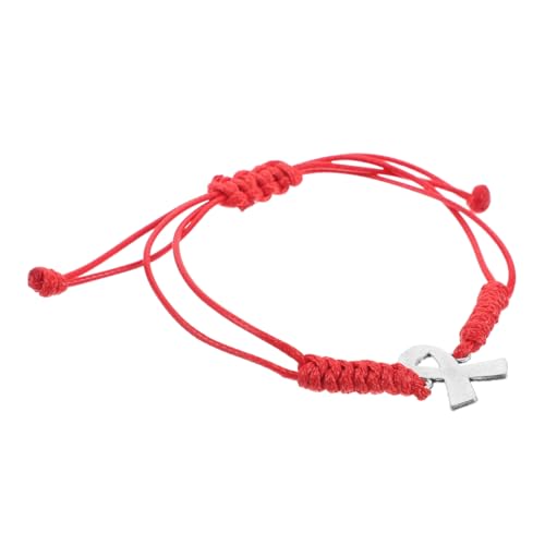 FOYTOKI Handgefertigtes Medical Id Armband Damen Rot Handgewebtes Seidenband Brustgesundheit Awareness Schmuck Verstellbares Gesundheitsarmband Stilvolles Präventionsarmband von FOYTOKI