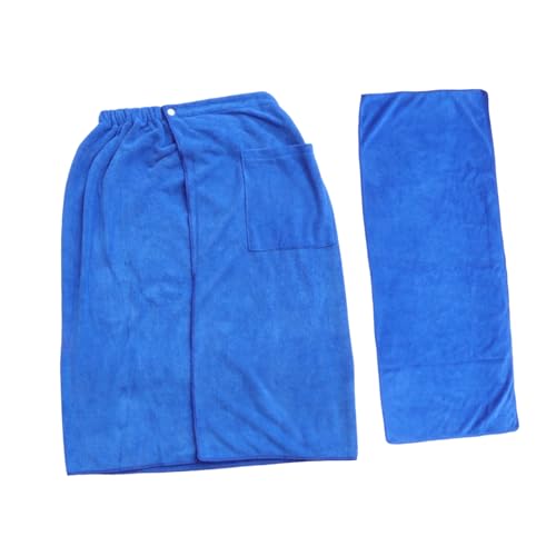 FOYTOKI Herren Badetuch Tragbare Bademantel Badekilt Mikrofasertuch für Zuhause und Strand Super Saugfähig Weiß Blau von FOYTOKI