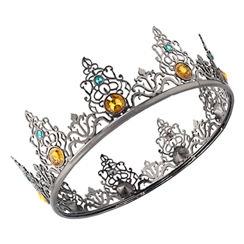 FOYTOKI Herren Krone aus Metall Barockstil Glänzende Königskrone für Cosplay Geburtstag Theater Party und Hochzeit Komfortabel und Auffällig Königliches Kostümzubehör von FOYTOKI