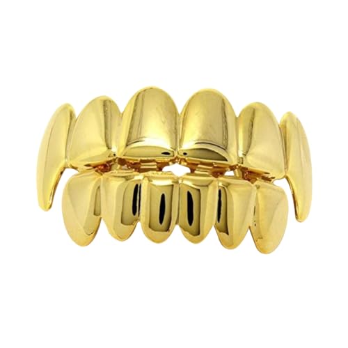 FOYTOKI Hiphop Gold Teeth Grill Set Glänzend und Komplettset Hip Hop Schmuck für Party Halloween Fotoshooting Einfach zu Tragen für Musikfans und Kostüme von FOYTOKI
