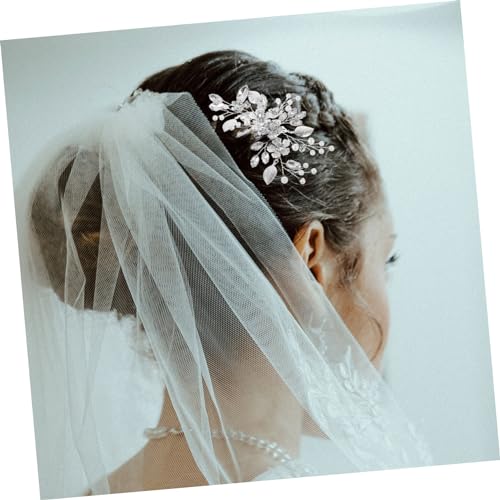 FOYTOKI Hochwertiger Haarkamm mit Silbernen Strasssteinen und Blüten Eleganter Brautschmuck für Hochzeit Robuster Seitlicher Haarschmuck aus Zinklegierung Vielseitig für Festliche Anlässe von FOYTOKI