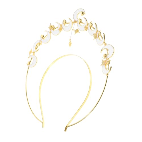 FOYTOKI Mond Stirnband Damen Hochzeit Braut Kopfschmuck Haarband Abschlussball Tiara Krone Haarband Für Frauen Stirnbänder Für Frauen Mond-kopfschmuck Hochzeitskopfschmuck von FOYTOKI