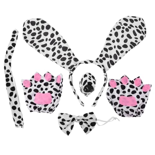 FOYTOKI Hundeohren-stirnband Hundekostüm Hundenase Fliege Und Handschuhe Für Junge Mädchen Und Mädchen Realistische Cosplay-requisiten von FOYTOKI