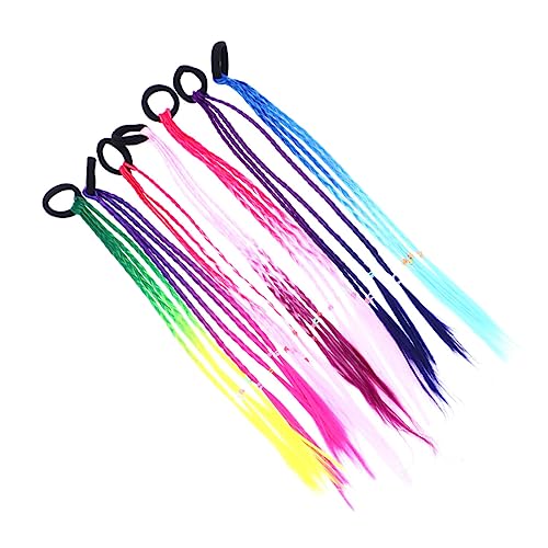 FOYTOKI Junge Mädchen Haarsträhnen Mit Bunten Geflochtenen Haargummis Farbverlauf Blau Und Grün Für Partys Und Auftritte von FOYTOKI
