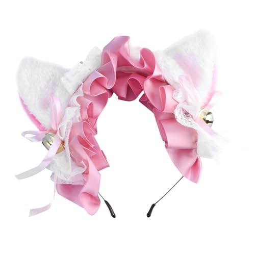 FOYTOKI Katzenohren Haarreif aus Spitze mit Glocke Verstellbares Animal Ear Hair Band für Damen und Mädchen Leichtes Bequemes Cosplay Zubehör für Party und Karneval von FOYTOKI