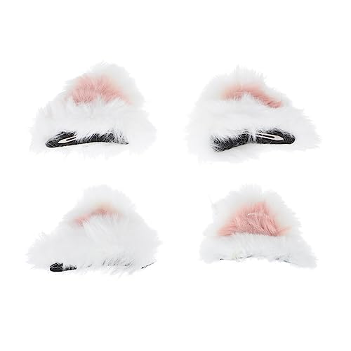 FOYTOKI Katzenohren Haarspangen Clip Für Mädchen 2 Paare Katzenohr Haarschmuck Cosplay Zubehör Für Halloween Und Mottopartys Rosa Und Weiß von FOYTOKI