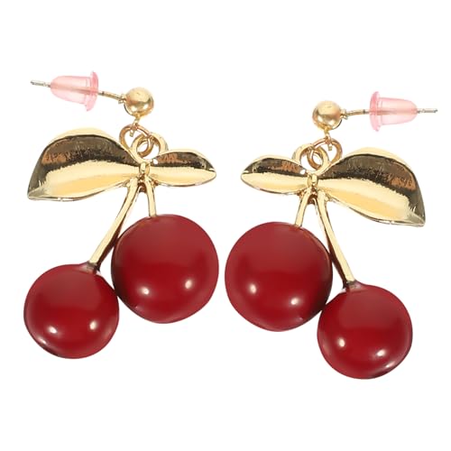 FOYTOKI Kirschen Ohrstecker Silber Ohrhänger Schleifenform Metall Ohrringe Damen Schmuck für Alltag und Festtage von FOYTOKI