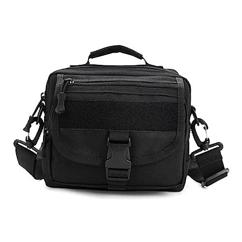 FOYTOKI Kleine Taktische Umhängetasche Für Herren Damen Outdoor Reisen Aus Strapazierfähigem Nylon Mit Verstellbarem Schultergurt Schwarz Mit Hauptfach Und Netztasche Für Handy Und von FOYTOKI