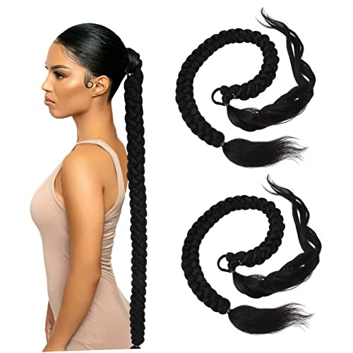 FOYTOKI 2stücke Lang Geflochtener Pferdeschwanz Haarverlängerung Natürliche Synthetik Haarteile Für Damen Für Tägliche Nutzung Partys Hochzeiten Und Cosplay von FOYTOKI