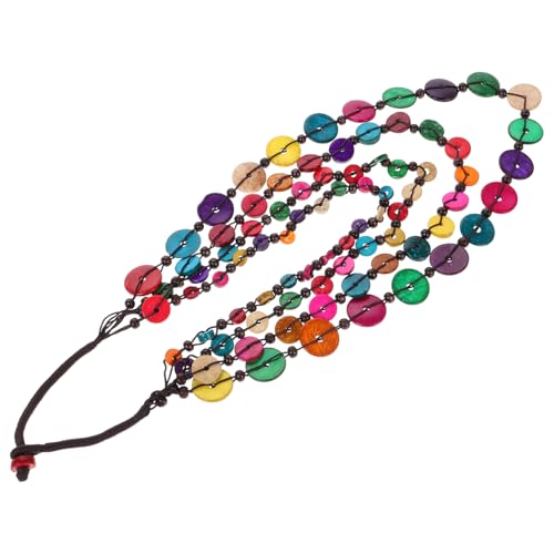 FOYTOKI Lange Kokosnussperlen Halskette für Damen Handgefertigte Vintage Design Halskette Natürlichem Kokosnussmaterial Leicht und Komfortabel für Strandpartys und Alltäglichen Gebrauch von FOYTOKI