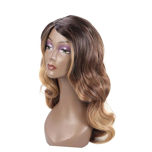 FOYTOKI Lange Lockige Damen Perücke Kurvenperücke Cosplay Synthetische Haar Seitlich Gefegte Medium Kopfbedeckung Mit Netz Für Alltag Partys von FOYTOKI