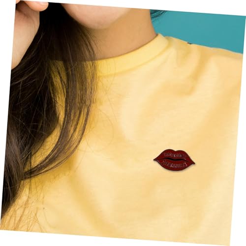 FOYTOKI Lippenform Brosche Anstecknadel Rot Metall Pin Damen Schmuck Schalclip Cardigan Fixierer für Pullover Kleid Mäntel Tücher Schals Accessoire von FOYTOKI