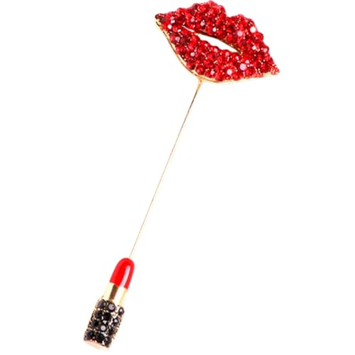 FOYTOKI Lippenstift Brosche mit Strass für Frauen Ästhetische Reversnadel für Kleidung Rucksäcke und Schals Rote Lippen und Lippenstift Designs für von FOYTOKI