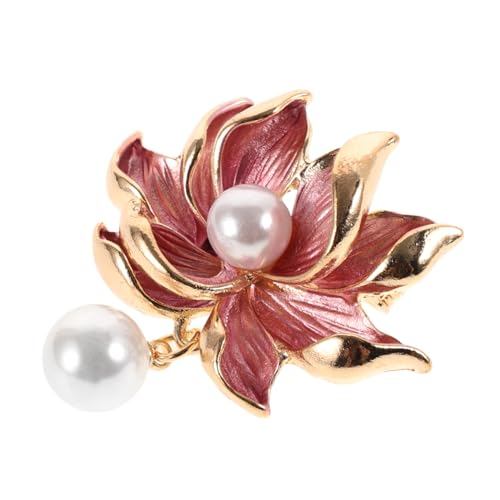 FOYTOKI Lotusblüten Brosche mit Perlenimitat Chinesische Anstecknadel für Kleidungsstücke Eleganter Cardigan Kragen Clip Langlebiges und Schmuckzubehör für Besondere Anlässe von FOYTOKI