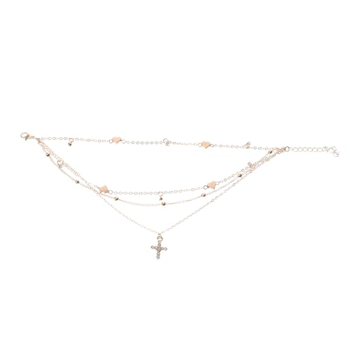 FOYTOKI Mehrlagige Metall Fußkettchen Damen mit Sternen und Runden Perlen Modische Vielseitige Knöchelkette für Strand und Alltag Langlebiger Sicherer Fußschmuck in Goldfarbe von FOYTOKI