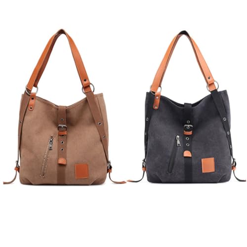 FOYTOKI Multifunktionale Umhängetasche Robustem Canvas Große Kapazität Schultertasche Praktische Einkaufstasche für Frauen Tiefbraun von FOYTOKI