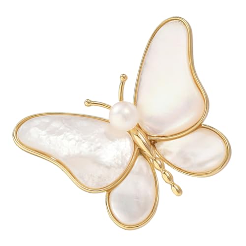 FOYTOKI Muschel Schmetterlingsbrosche Perlen Anstecknadel Damen Elegantes Accessoire für Kleidung Hüte Taschen Feine Handwerkskunst Vielseitig für Alltag und Besondere Anlässe von FOYTOKI