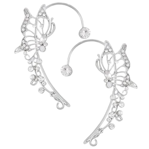 FOYTOKI Non Piercing Ohrclips Schmetterling mit Silbernen Strasssteinen Leichte Ohrhänger für Damen Hautfreundlich und Langlebig Ohrschmuck für Geburtstag Hochzeit und Festliche Anlässe von FOYTOKI