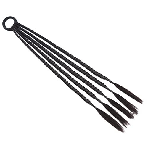 FOYTOKI Ponytail Extension Synthetisch Geflochten mit Haargummi für Schwarze Frauen Lange Geflochtene Zopffrisur Verstellbare Haarverlängerung für Dünnes und Dickes Haar Vielseitig für von FOYTOKI