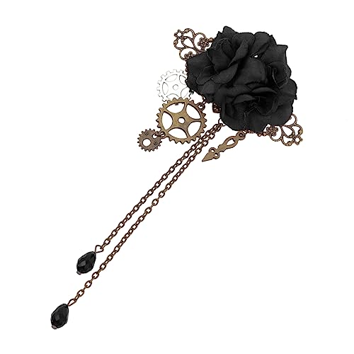 FOYTOKI Punk Mechanische Haarnadel Haarblumen Cosplay Haarschmuck Gothic Haarschmuck Blumenklammern Für Haare Lolita Zubehör Haarschmuck Für Frauen Rosenhaarspange von FOYTOKI