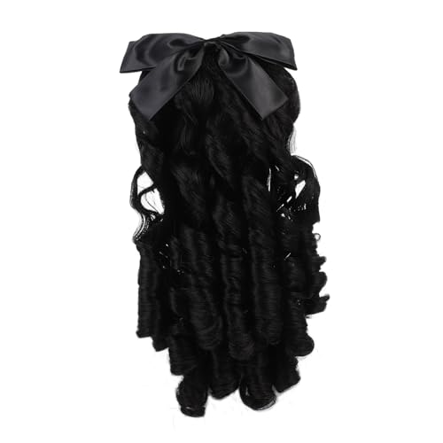 FOYTOKI Retro Lockige Pferdeschwanz Perücke Lang Synthetische Haarverlängerung für Frauen Natürlich Schwarz Geeignet für Kostüm Alltag Party Cosplay und Festliche Anlässe von FOYTOKI