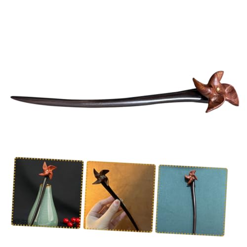 FOYTOKI Retro Schwarzer Haarnadel Windmühle Handgefertigte Holz Haarstäbchen für Frauen Stilvolle Dutt Frisur Haarschmuck Einfach zu Tragen als für Besondere Anlässe von FOYTOKI