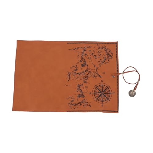 FOYTOKI Retro Vintage Leder Federmäppchen mit Schatzkartenmuster Rolltasche mit Trageband Großes Stifteetui aus Canvas für Schule Büro und Reise Multifunktionale Stifttasche von FOYTOKI