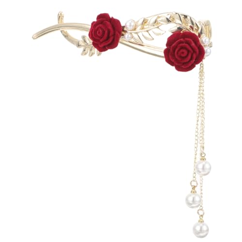 FOYTOKI Rosenblumen Haarclip mit Quasten Haarschmuck für Damen für Hochzeiten und Partys Stilvoller Haarhalter aus Hochwertigem Material von FOYTOKI
