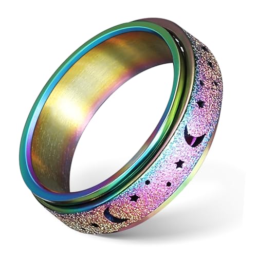FOYTOKI Rotierender Spinnerring mit Stern und Mondmotiv Modischer Statement Fingerring für Frauen Drehbares Punk Schmuckstück Verstellbares Design Vielseitig für Alltag und Party FOYTOKI Rotierender Spinnerring mit Stern und Mondmotiv Modischer Statement Fingerring für Frauen Drehbares Punk Schmuckstück Verstellbares Design Vielseitig für Alltag und Party von FOYTOKI