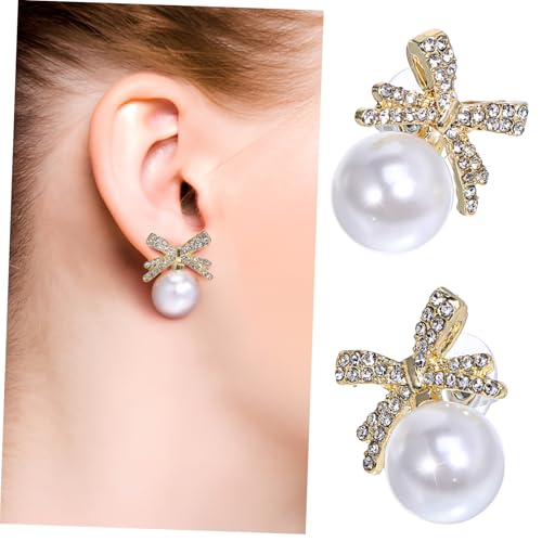 FOYTOKI Schicke Perlenohrringe mit Schleife und Funkelnden Zirkonia für Damen Tropfenohrringe Hochwertigem Leicht und als von FOYTOKI