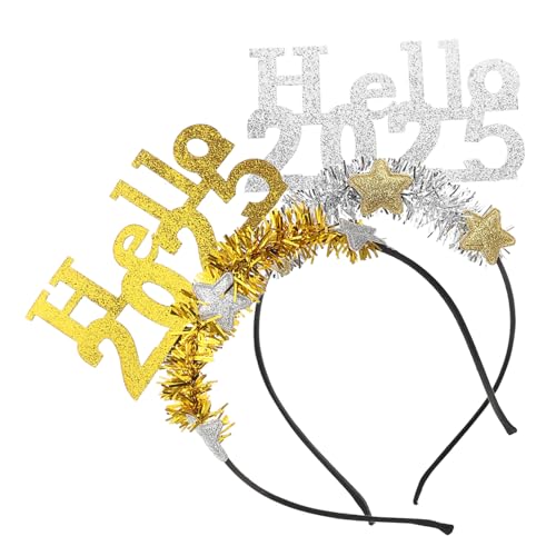 FOYTOKI 2stücke Neujahrs-haarreifen Mit Glitzer Für Frauen Party-dekoration Für Silvesterfeiern Festliche Haarschmuck-accessoires von FOYTOKI