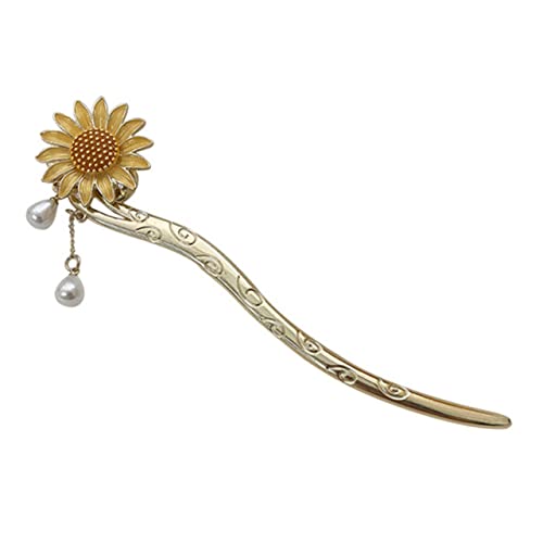 FOYTOKI Sonnenblumen Haarnadel für Damen Haarspange für Hochsteckfrisuren Blumenkostüm Brautschmuck für Lange Lockige oder Glatte Haare Vielseitiges Haaraccessoire von FOYTOKI