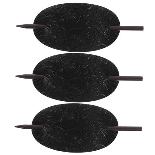 FOYTOKI 3stücke Teiliges Set Aus Leder-haarspangen Mit Holzstab Für Hochsteckfrisuren Für Damen Mit Langem Haar Einfach Zu Verwenden Und Schonend Für Haar von FOYTOKI