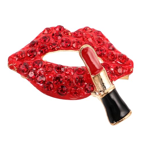 FOYTOKI Strass Lippenbrosche Damen Anstecknadel Zinklegierung Modisches Accessoire für Kleidung Anzug Schal Vielseitige Schmucknadel für Party Hochzeit Abendveranstaltung von FOYTOKI
