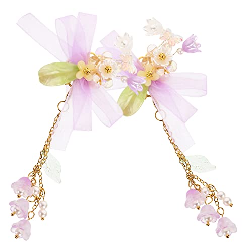 FOYTOKI Tassel Blumen Haarspangen für Mädchen Chinesische Haarschmuck Weiche Haarklammern mit Blumendekor Sicherer und Bequemer Haarschmuck für Party Hochzeit Alltag von FOYTOKI