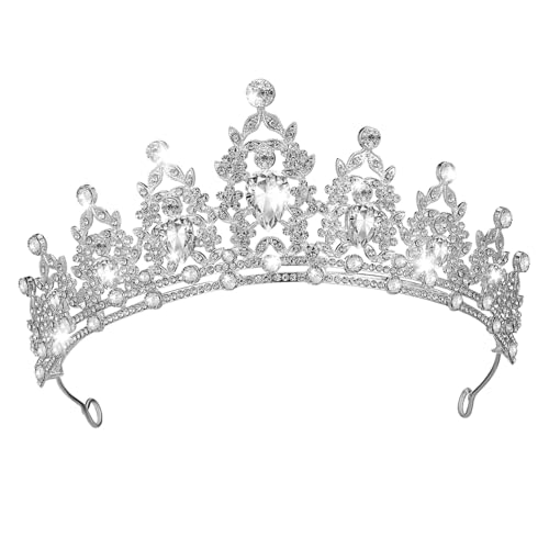 FOYTOKI Funkelnde Strasssteine ​​für Frauen Geburtstagskrone Brautkopfschmuck Hochzeit Haar-accessoire G-17 Silber von FOYTOKI
