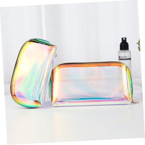 FOYTOKI Transparente wasserdichte Kosmetiktasche mit Schimmerndem Hologramm Kleine Handtasche zur Make up aufbewahrung für Frauen für Alltag Party und Reisen von FOYTOKI