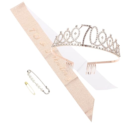 FOYTOKI Verheiratet Geburtstag Krone Schärpe Strass Set Schultergurt Set Frauen Party Krone Dekorationen von FOYTOKI
